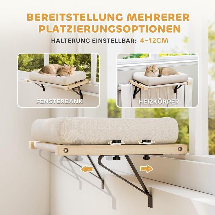 Ліжко для котів PawHut з підвісною конструкцією, 50x36 см, кремово-біле, з знімним, пральним подушечкою