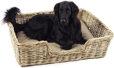 Корзина для собак Kobolo з ротангу з подушкою, 94x74x26 см