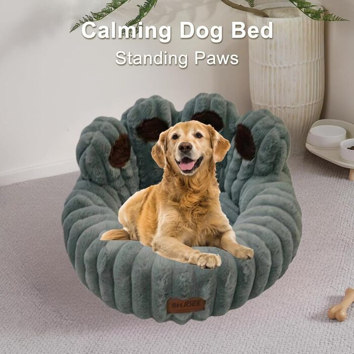 М'яке ліжко для домашніх тварин: ліжко для собак та котів у формі лап ведмедя, діаметр 60 см, сіре