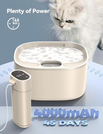 Бездротовий фонтан для котів FEELNEEDY 4L Pro з датчиком руху, акумулятор 4000 мА·год, тихий автоматичний поїльник