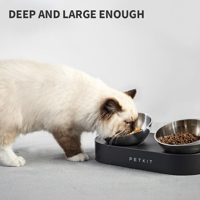 PETKIT CYBERTAIL Піднята миска з нержавіючої сталі, нахилена, нековзка, для котів і малих собак, проти розливу