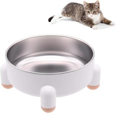 Набір мисок для котів та собак з нержавіючої сталі, 2 шт. (білий)