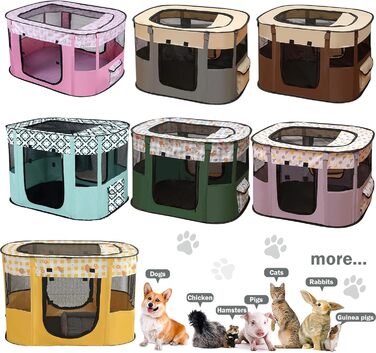 Складаний вольєр для цуценят, переносний вольєр для тварин, вольєр для цуценят, вольєр для тварин в приміщенні, вольєр для кошенят, цуценят, кроликів, сірий, 90 x 70 x 58 см