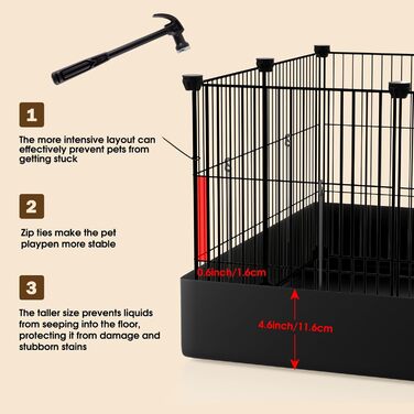 Клітка-загон для дрібних тварин PAWING з 12 панелей та водовідштовхувальною підстилкою. Металевий загон для кроликів, морських свинок, кошенят, цуценят, хом'яків та їжаків. Підходить для дому.