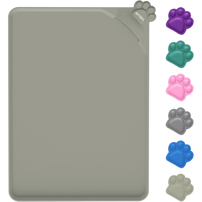 Водонепроникний килимок для годування домашніх тварин з високими бортиками, 55 x 38 см, силіконовий, неслизький, для собак та котів, запобігає розливанню води (бежевий, 48 x 30 см)