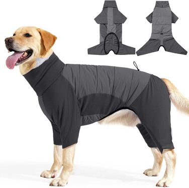 Водонепроникний теплий зимовий одяг для собак, вітронепроникний костюм для собак середніх та великих порід, одяг для собак з отвором для шлейки – сірий (XL)