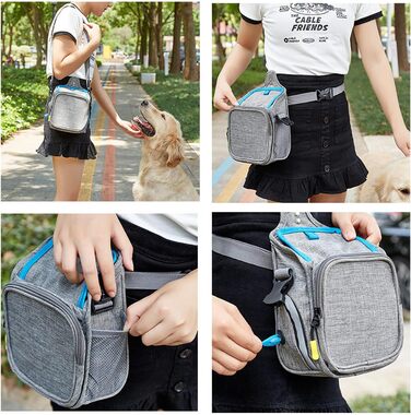 PETCUTE: Сумка для дресирування собак, зручна та міцна, з дозатором для відходів, сіра+блакитна