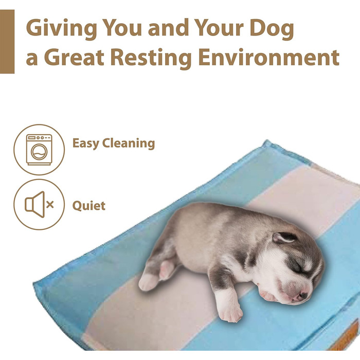 Гніздо для собак Ellie-Bo середнього розміру 71x48x10 см з смугастим покриттям чорного та коричневого кольорів, підходить для клітки 76,2 см (Blue with Grey Stripe, XXL - [L117 x W75 x H10cm])