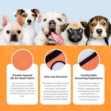 Гамак для грумінгу собак - рушник для догляду за шерстю, оранжевий, розмір L