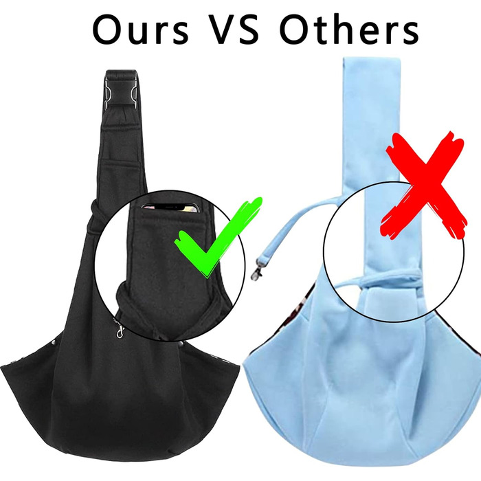 Сумка-слінг для тварин, переноска для котів та собак, регульована через плече, чорна