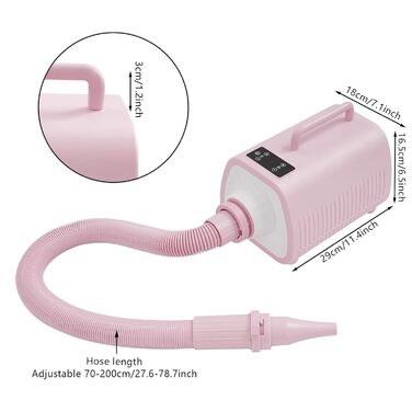 Пилосос для шерсті собак і котів з LED-підсвічуванням та сенсорним екраном, 9 режимів, регулювання повітря та температури, 3 насадки, рожевий
