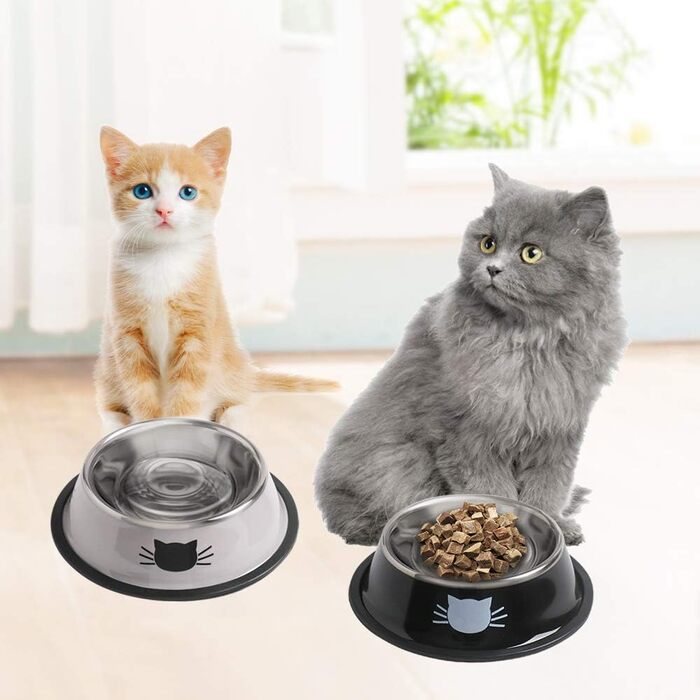 Набір мисок для котячого корму та води JochA: нержавіюча сталь, протиковзкий, легко миється, для котів та маленьких собак