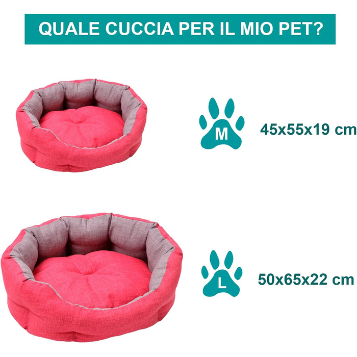 Кругле ліжко для собак та котів Baroni Hoe з тканини, 45x55 см, сірий та фуксія (L)