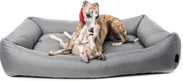 Водонепроникне собаче ліжко 4L Textil Koko для великих собак, кошик, знімний та пральний чохол, подушка, сірий (100x80 см)