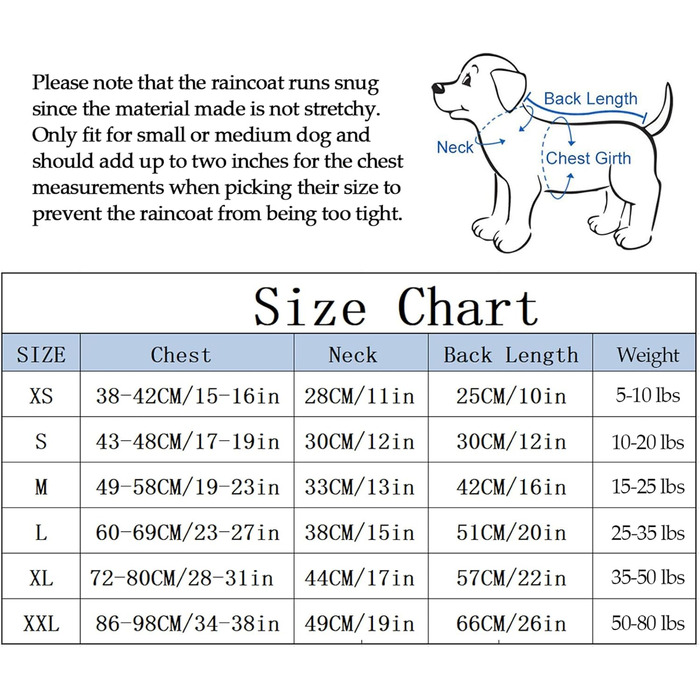 MOREZI Водонепроникний дощовик для собак з захистом лап та міцною капюшоном - Легкий для активного відпочинку - Для малих та середніх порід - Застібка-блискавка, регульований шнурок, блакитний, S (XX-Large(Обхват грудей: 86-98 см), неоново-рожевий)