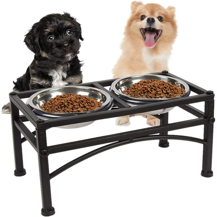 Підвищена годівниця для собак Funkeen - набір з 3 шт. з нержавіючої сталі, знімні миски, для корму та води (середні породи)