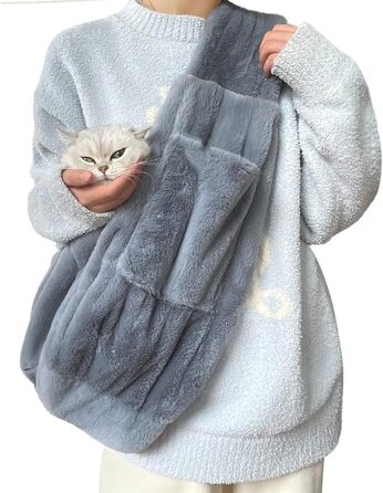 SIQITECH Сумка-переноска для собак та котів, плюшева, тепла, синього кольору