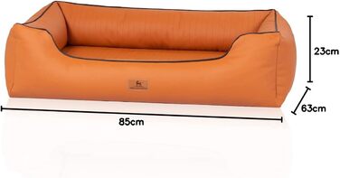 Ортопедичне собаче ліжко Knuffelwuff Lovelock M-L з штучної шкіри, 85 x 63 см, Rusty. Знімний чохол, легко мити, для великих, середніх та малих собак. Розміри: 85 x 63 x 23 см