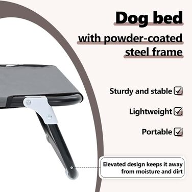 Складане ліжко для собак середніх порід від vidaXL – метал та тканина | Зручне підняте ліжко для дому та вулиці, довговічні меблі для тварин, сучасний дизайн (70 x 46 x 18 см, світло-сірий)