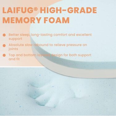 Laifug Овальне собаче ліжко з Memory Foam, 91.4 x 63.3 x 20.3 см, темно-сіре, ортопедичне, з водонепроникним покриттям та знімним, пральним чохлом. Розмір Large, темно-сірий