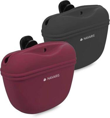 Набір з 2 Silikon Futterbeutel Navaris для собак - мішечки для ласощів, сухого та вологого корму (сірий & червоний)