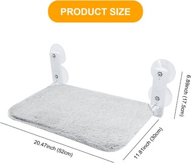 Кріплення для кота на вікно Gearific, гамак з 4 присосками, міцний каркас, дихаюча сітка, сірий, 45 x 30 см