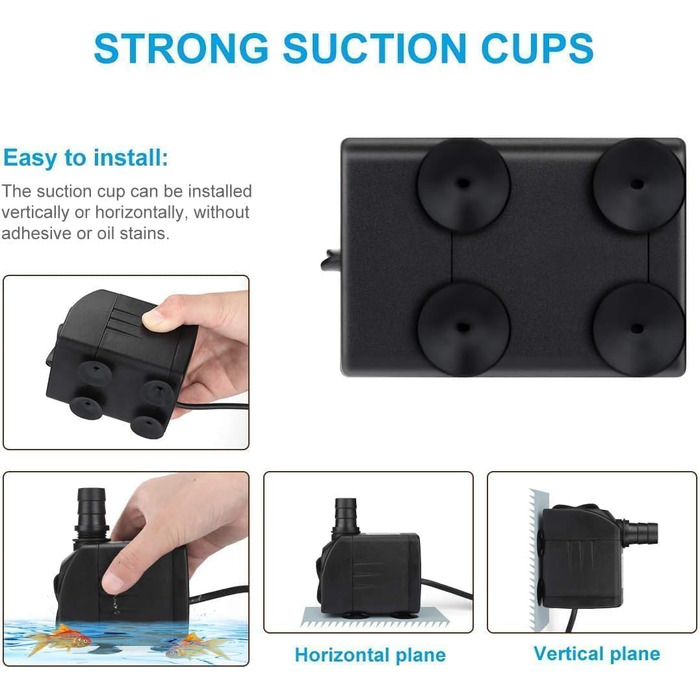 Погружний насос для ставка, фонтану, акваріума Wasserpumpe 1800 л/год, 25 Вт, 3 насадки (13/16/19 мм)