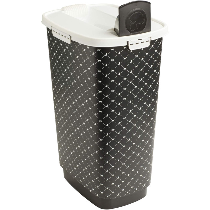 Контейнер для корму Rotho MyPet Cody 50 л з кришкою, харчовий пластик, BPA-free, чорний/білий