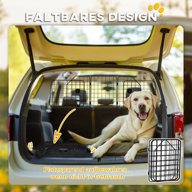 PawHut Dog Guard Car Універсальні ворота багажника регульовані 93-150 см зі сталі в чорному кольорі, роздільник для собак
