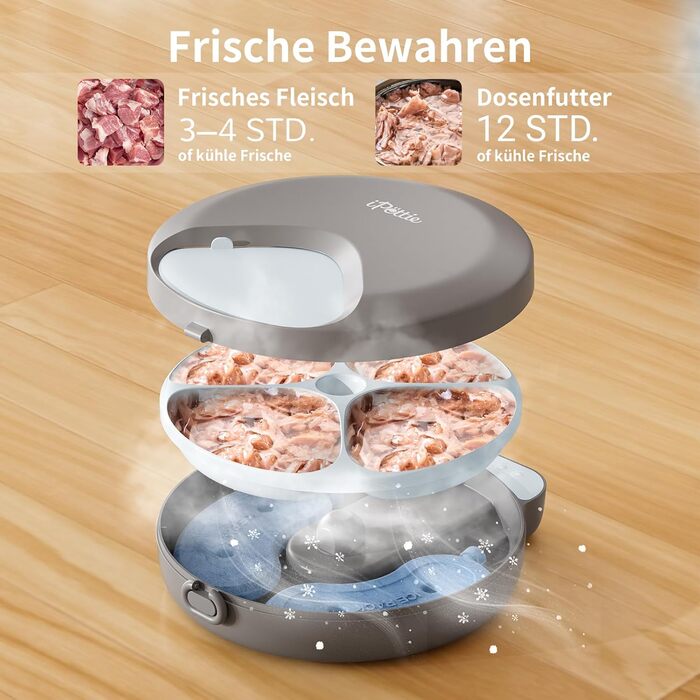 Автоматичний дозатор корму для котів iPettie Zharko - 4 відділення, таймер, охолоджуючі пакети, легко мити