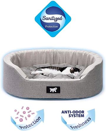 Крісло-ліжко для собак Ferplast - м'яке ліжко для маленьких собак з антибактеріальним захистом, бавовна, 45 x 35 x 13 см, сірий колір