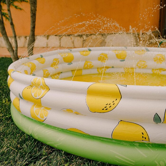 Дитячий надувний басейн Float Joy з розпилювачем, 150x45 см, для дітей, немовлят і домашніх тварин, лимон, для балкона та вулиці