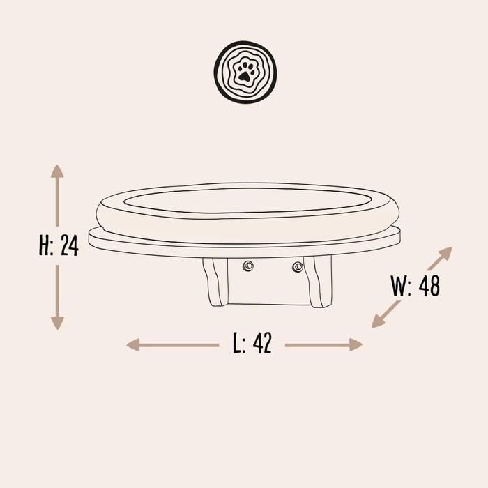Крісло-лежанка для котів Natural Paradise Dahlia | Кругле ліжко з м'яким бортиком та кріпленням на липучці | Крізьолом для котів | Діаметр 48 см (Крем)