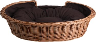 Плетенний корзинка для собак та котів з подушкою, 75x75 см, натуральне плетіння