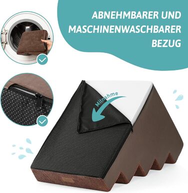 Сходинка для собак COZY KISS - для маленьких собак та котів, з нековзким покриттям, з високощільну шару, для ліжка, дивану, авто (Чорний & Білий, 7x0x60см, Шоколадний, 5, 75x50x60см)