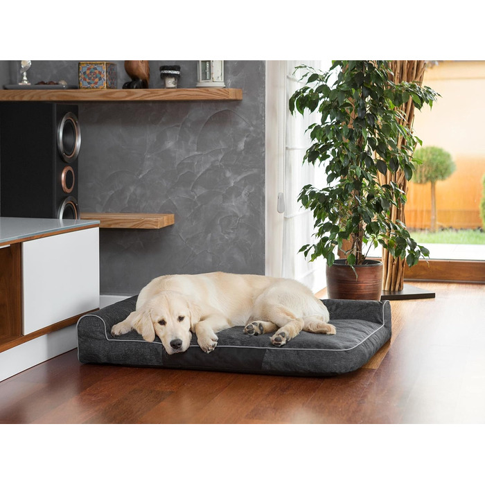 Крісло-лежанка для собак, лежанка-гніздо, м'яке ліжко для собак, 80x53 см, чорний колір, EKOLEIN