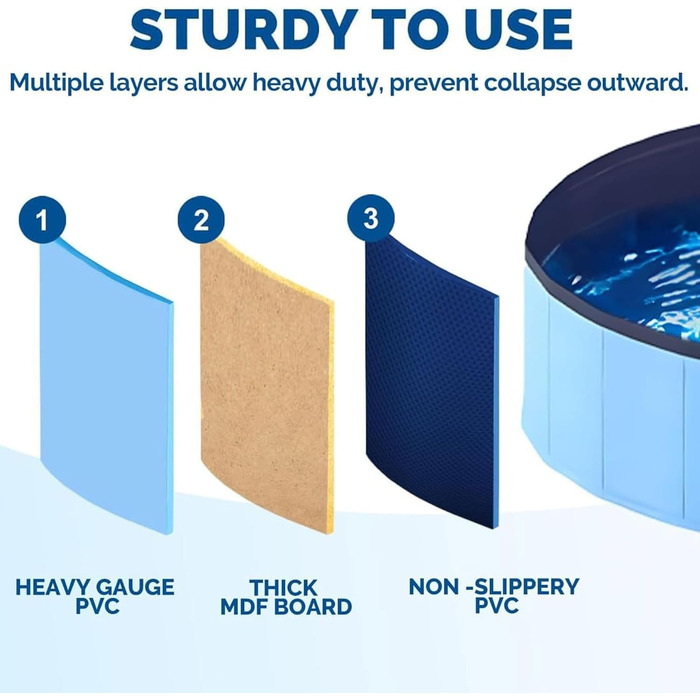 Надувний басейн для собак та котів, 60x20 см, PVC, портативний, блакитний