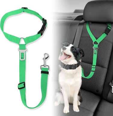 Автомобільний ремінь безпеки для собак, повідці, шлейки, захист для тварин (зелений)