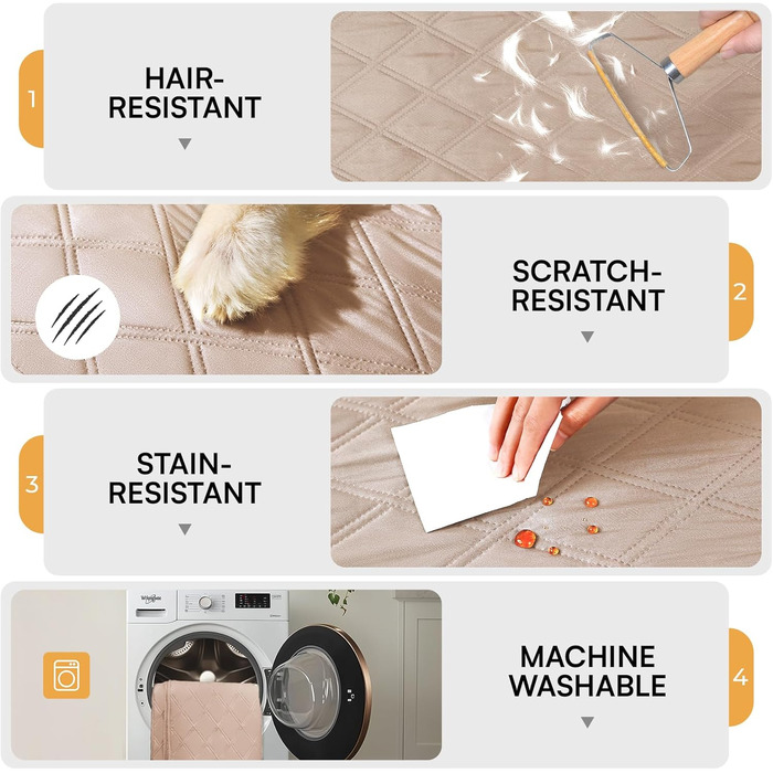 Водонепроникний килимок для собак Luciphia 132x208 см (Хакі Беж) з протиковзким покриттям для захисту дивану, ліжка, авто. Міцний, машинне прання.