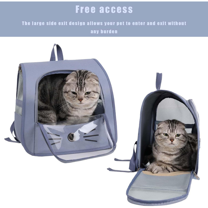 Транспортувальна сумка-рюкзак для котів та дрібних тварин (блакитна)