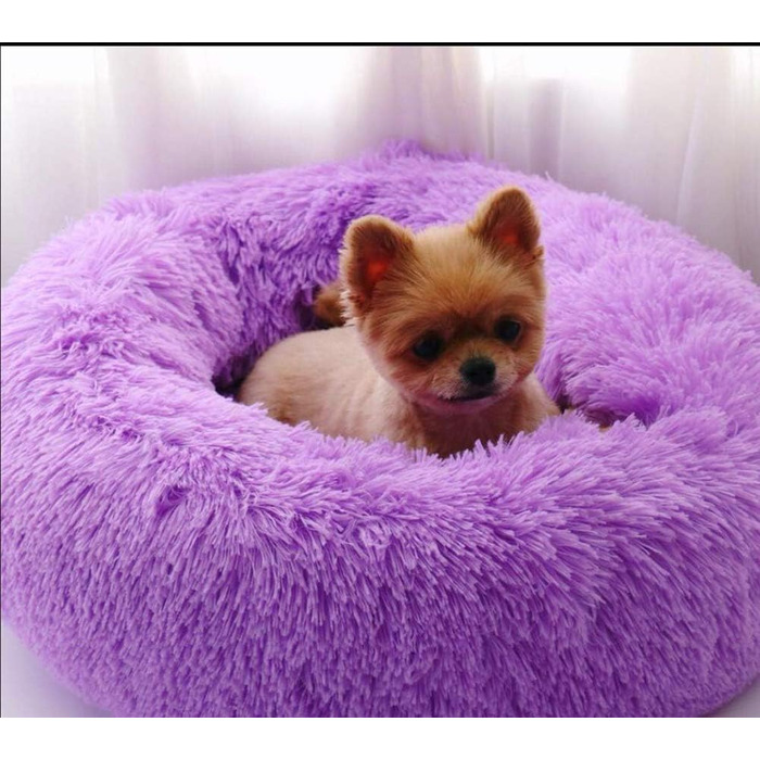 М'яке ортопедичне ліжко для домашніх тварин для собак та котів, Donut-ліжко-печера для маленьких, середніх та великих собак, подушка для собак, яку можна прати - 60*60*20 см (50*50*20 см, фіолетовий)