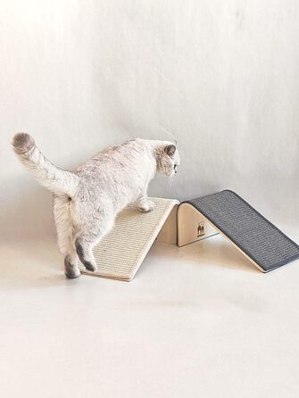 Котячий когтетоп Petrebels Design: дерев'яний когтетоп з сизалевим килимком, сірий, 38 x 23 x 23 см