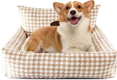 Ортопедичне ліжко для собак PETCUTE, зручний лежак для котів та собак середніх та великих порід, світло-коричневий колір, знімний коврик