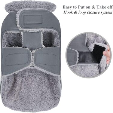 Теплий зимовий одяг для собак VIVAGLORY Frostfit: софтшелл з підкладкою з флісу, захист від снігу та холоду, світловідбиваючі елементи, сірий, XS (37-44см)