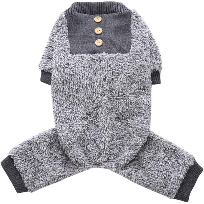 Піжама для собак Oncpcare з флісу, теплий халат для собак, комбінезон, сорочка, 100% бавовна, одяг для маленьких собак та котів (сірий, L)