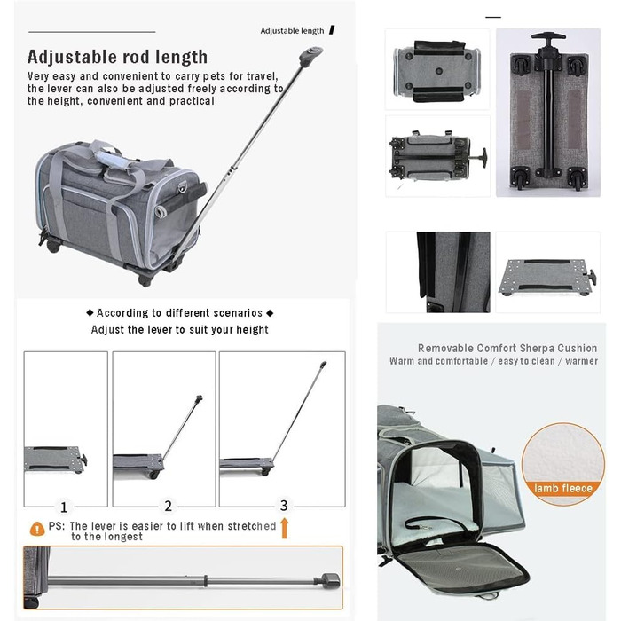 Розширювана переноска для домашніх тварин, переноска для котів/собак, переноска для подорожей знімними колесами, складана переноска для собак та котів середніх та маленьких порід (колір: Стиль C)