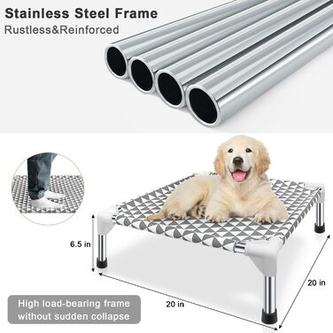 Підвищене лежанка для собак на вулицю, велика, бавовна, протиковзкі ніжки, до 45 кг (трикутник, 51 x 51 x 13 см)