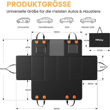 Авточохол на сидіння для собак HiPetpy, 7-шарова захисна накидка з PU-шкіри, водовідштовхувальний, для собак, вантажопідйомність 204 кг, оранжевий