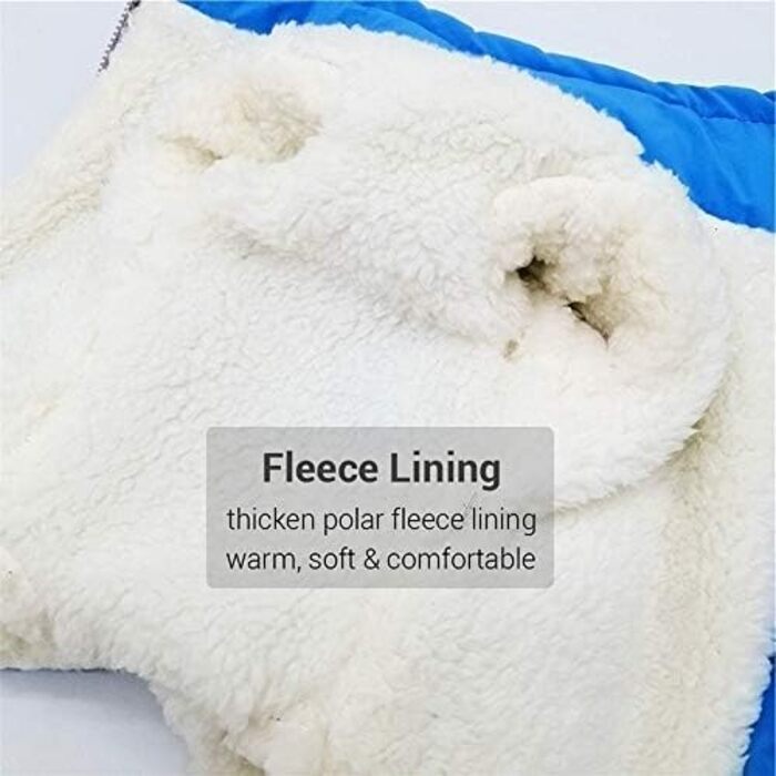 Тепла флісова куртка для собак JUY'S SONG з підкладкою, без рукавів, з блискавкою та світловідбиваючими смугами. Підходить для дівчаток (рожева) та хлопчиків (синя). Розміри: M.