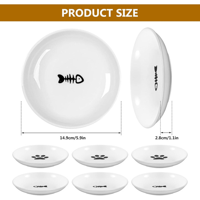 Набір мисок для котів з кераміки (6 шт.) - миски для корму та води, керамічні миски для котів